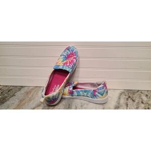 Skechers Womens Madison Ave Ruffle Tie Dye Slip On Shoes Size 9